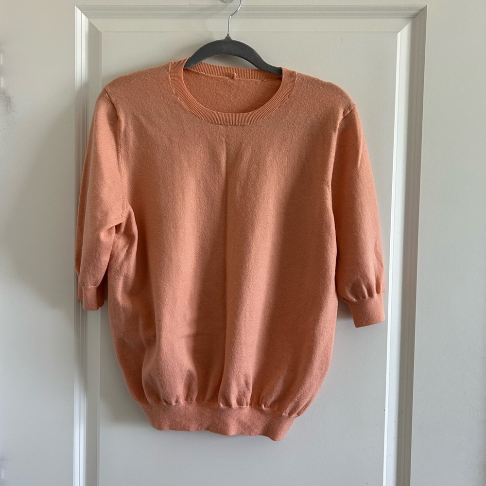 Louis Vuitton Soft Peach Short-Sleeve Crew Neck Sweater - Picture 2 of 11